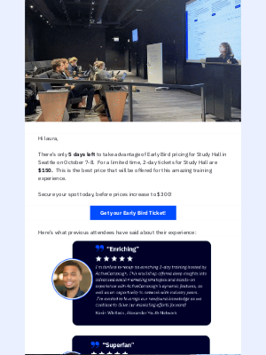 ActiveCampaign - Last chance for Early Bird pricing for Study Hall in Seattle