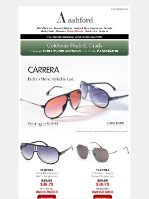 Ashford - Carrera Eyewear: High-Impact Looks at Low Impact Prices