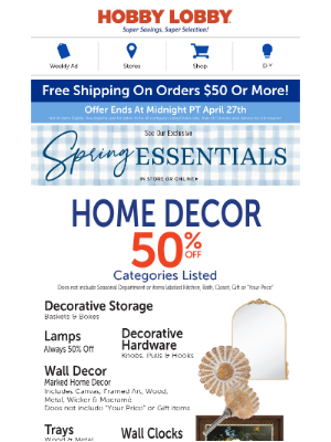 Hobby Lobby - Shop For Mother’s Day 🌷 50% Off Home Decor
