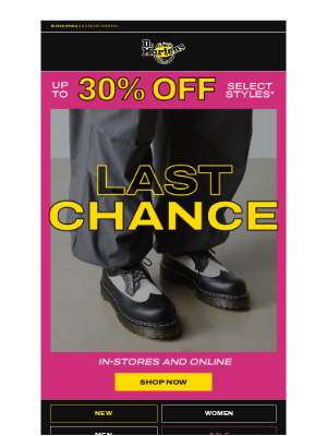 Dr. Martens - It's your last chance to get up to 30% off