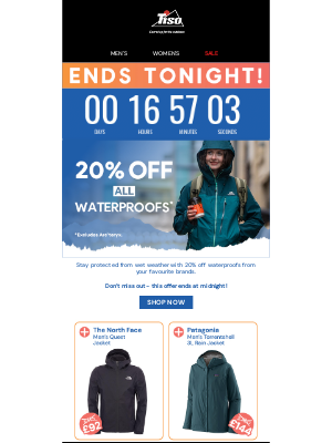 Tiso (United Kingdom) - ENDS TONIGHT: 20% Off Waterproofs