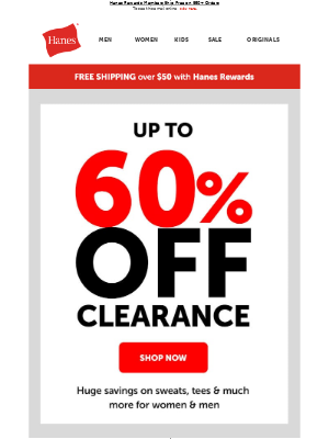 Hanes - Fill Your Cart 🛒 Clearance Up To 60% Off