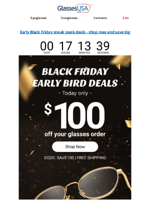 Glasses USA - ⚫ Black Friday Early Bird deals are ON