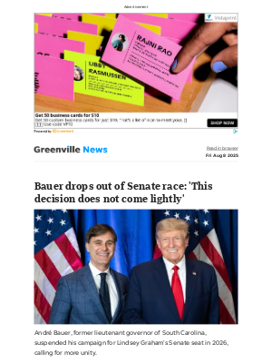 The Greenville News - Breaking: Former SC Lt. Gov. Bauer drops out of Senate race, says he won't win with 'lies, division'