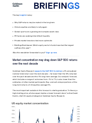 Goldman Sachs - A decade of lower S&P 500 returns