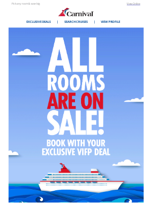 Carnival Cruise Line - VIFP ALERT: All Rooms On Sale For You 👏💰🛳️