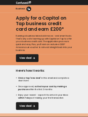 Confused - Earn £200 when you get a business credit card