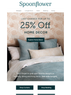 Spoonflower - ICYMI: up to 25% off home decor