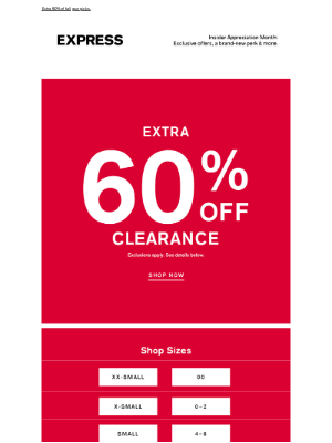 Express - SUNDAY CLEARANCE SALE