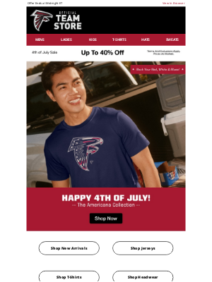 Atlanta Falcons - Ends Tonight | Up to 40% Off 4th of July Sale