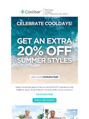Coolibar - Coolidays are still ON 🔥 Extra 20% OFF markdowns