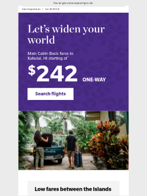Hawaiian Airlines - Pack your bags for today's fares