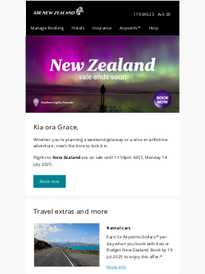 Air New Zealand - Last chance to lock-in your next adventure in New Zealand