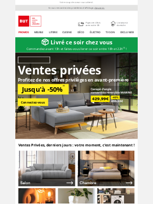 BUT (France) - Ventes Privées jusqu’à -50% : derniers jours !