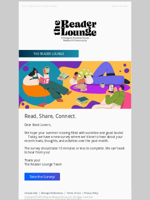 Penguin Random House - New Survey Drop on The Reader Lounge - Tell us about your Summer reads! 😎