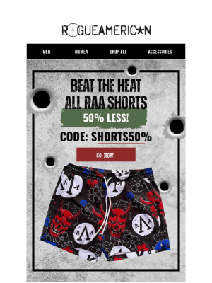 RogueAmericanApparel.com inc - Legs Need Air? 50% OFF All Shorts 🙏