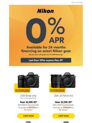 NikonUSA - 0% APR Offer Ends Today!