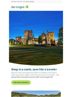 Aer Lingus - Castle Stay Vacations from $1,299*