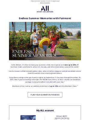 Fairmont Hotels - Your next escape starts here... where will summer take you? ☀️