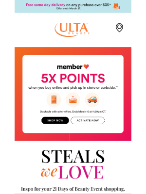 ULTA Beauty - 50% off Beauty Steals & 5X points 🤩