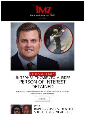 TMZ - UHC CEO Murder 'Person of Interest' Detained by Police