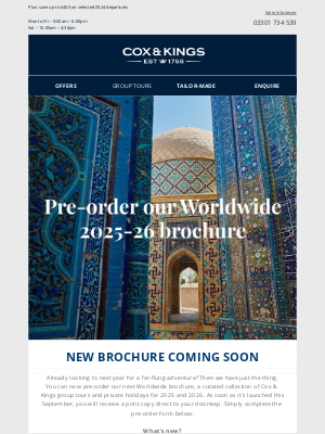 Cox & Kings(United Kingdom) - Pre-order our Worldwide 2025-26 brochure today