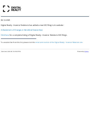 Digital Realty - Digital Realty - 4 (Statement of Changes in Beneficial Ownership) SEC Filing