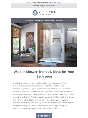 Vintage Tub - 2025’s Top Walk-In Shower Trends