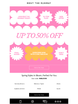 Rent the Runway - Ends Tonight: 50% Off Our Best-Selling Plan