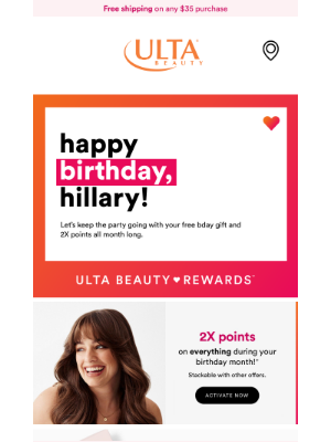 ULTA Beauty - Jonathan, your FREE bday gift is inside + 2X points 💝