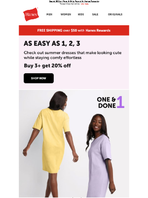 Hanes - Summer Dress Code: Buy 3+ Get 20% Off