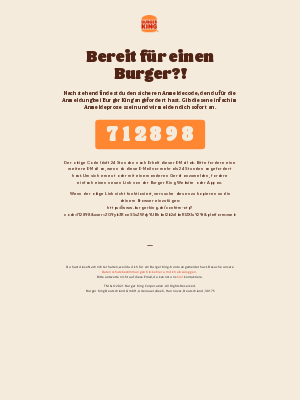 Burger King (Germany) - 712898 ist dein Burger King Login Code