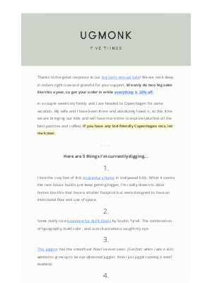 Ugmonk - 5 things I'm digging – May edition