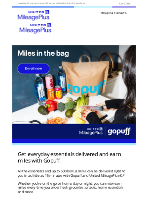 United Airlines - Get the goods and earn miles with Gopuff