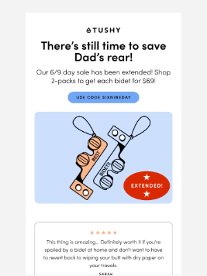Tushy - You can still get Dad a last-minute bidet!