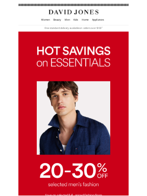 David Jones (Australia) - 20-30% Off Menswear