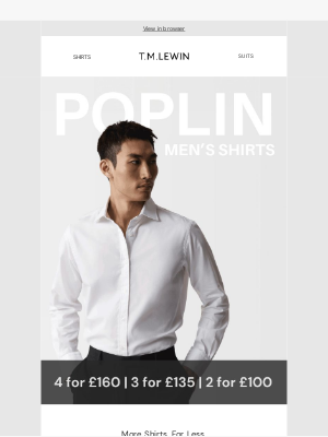 T.M.Lewin (United Kingdom) - 4 Poplin Shirts for £160