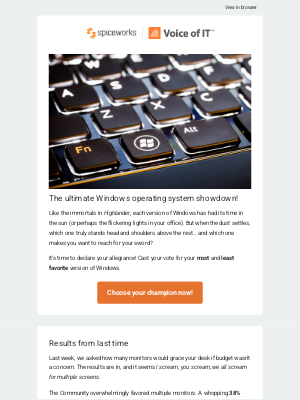 Spiceworks - 🗳️ Windows: There can be only one ⚔️ (favorite... and least favorite)!