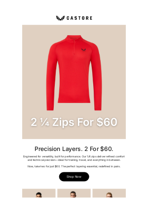 Castore - 2 1/4 Zips For $60