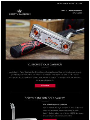New Tour Putters in the Gallery Online Store