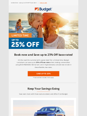 Budget - STILL TIME: Save up to 25% off base rates