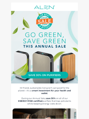 Alen - Save 30% on Eco-Friendly Purifiers Today