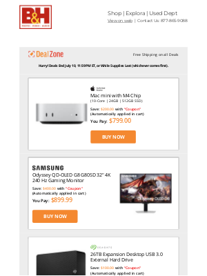 B&H Photo Video - Today's Deals: 💰 $200 OFF! Apple Mac mini w/ M4 Chip & More!