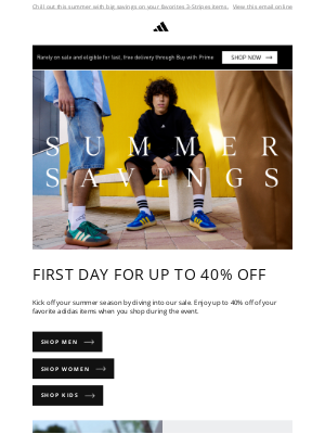 Adidas USA - Celebrate summer with this up to 40 % off sale
