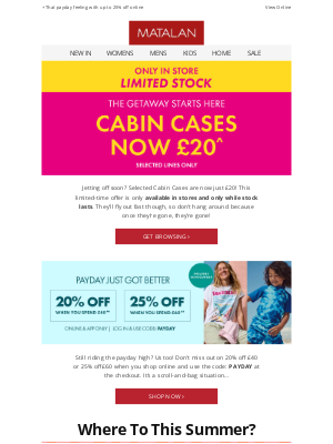 Matalan (United Kingdom) - Quick ⚡ £20 Cabin Cases In store