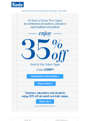 Keds - Get your back-to-school vibe on & save 35%!