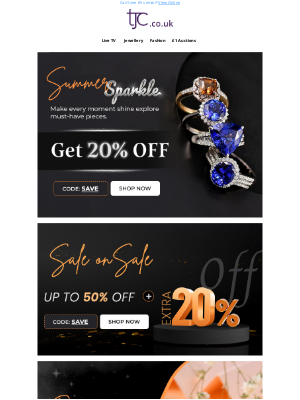 The Jewellery Channel (United Kingdom) - Sun’s Out, Sparkle’s On – Up to 50% OFF + Extra 20%