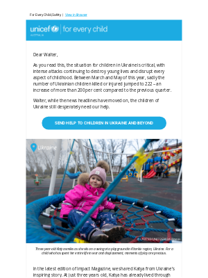UNICEF (Australia) - 💌 Walter, children in Ukraine still need your help.