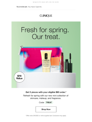 Clinique - Ends tonight 🥰 Free Spring Treats Kit with $65 order.