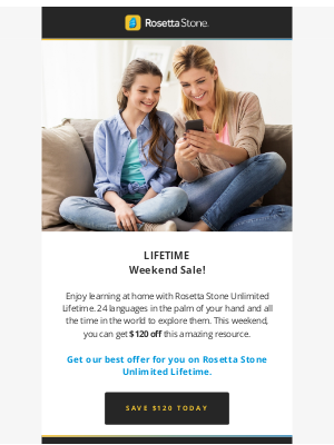 Rosetta Stone - Weekend Sale on Lifetime